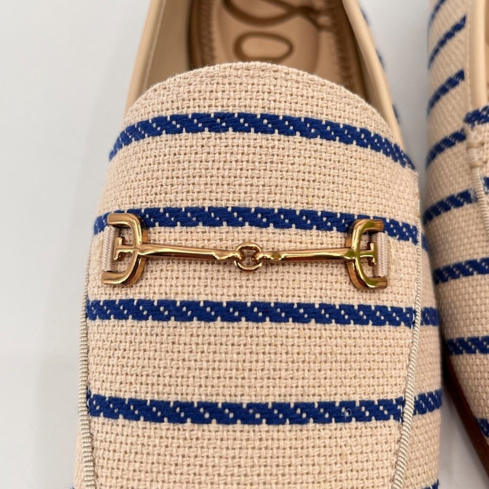 Sam Edelman Loraine Loafer Cobalt Stripe Size 8.5 Fabric Bit Almond Toe Flat - Picture 9 of 13